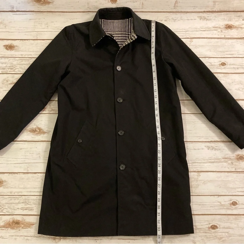 Ralph Lauren Black/White Reversible Button Down Wool Blend Pea Coat Petite Small